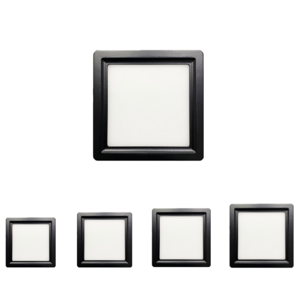 Đèn vuông ốp trần viền lõm màu đen [OT-SA-OV11] 6W-24W | Saco